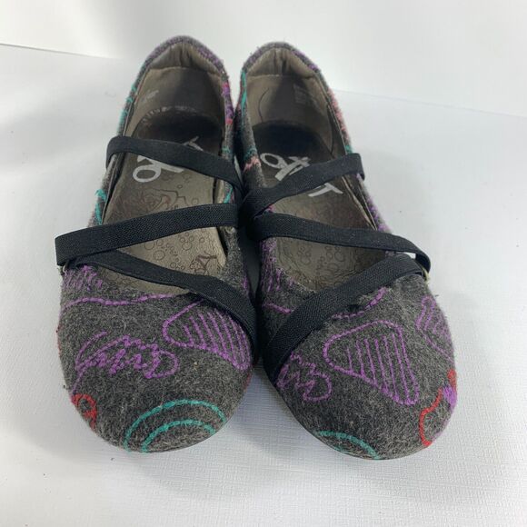 OTBT Womens Ballet Flats Embroidered Boho Mary Jane Straps Grey 8 Hippie - Picture 1 of 11